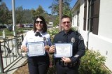 Simi Valley Police Officer Chris Herbst and Dispatcher Christina Higgins receive awards for their Crisis Intervention Efforts