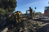 Fire crews rescue trapped occupant of wrecked pick-up on the 101 Freeway
