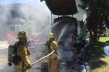 Ventura Fire Dept. tackles Trash Truck Fire