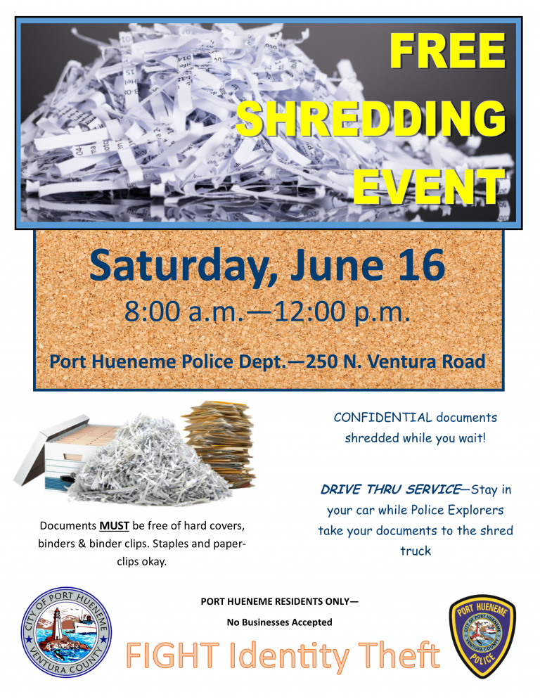 City of Port Hueneme Community Event – FREE Paper Shredding