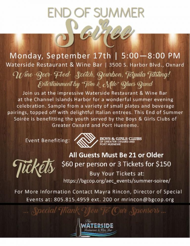 You’re Invited to…  END OF THE SUMMER SOIREE