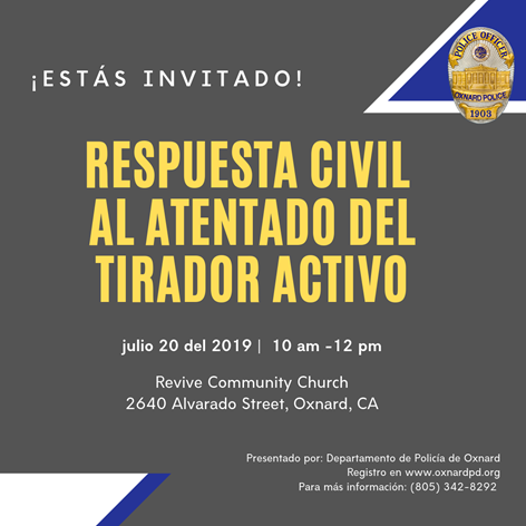 Active Shooter Training in Spanish – Saturday July 20th / Entrenamiento De Atentado de Tirador Activo –