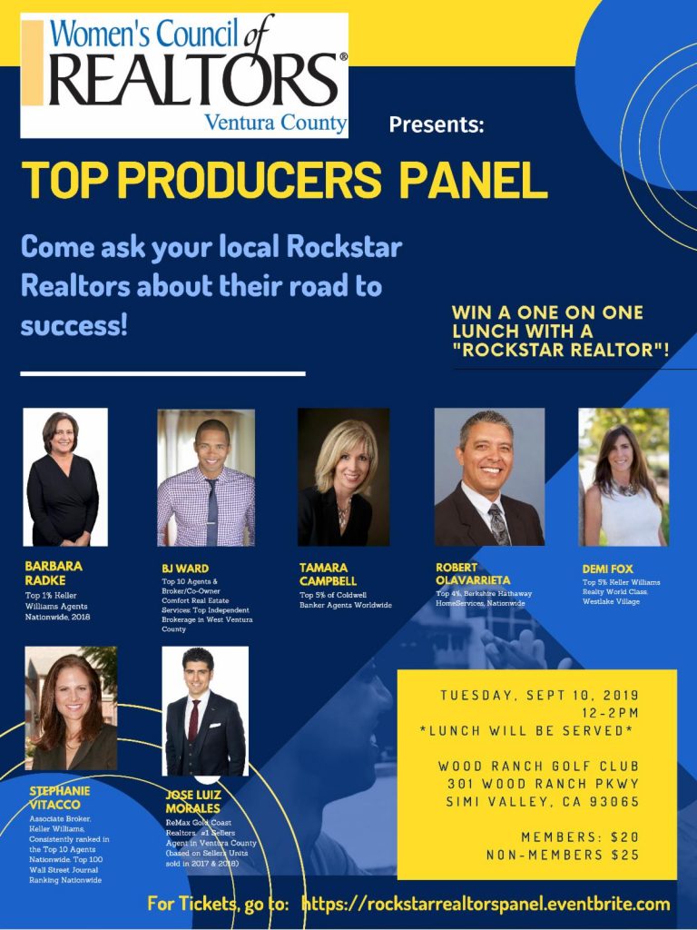Women’s Council of Realtors Ventura County Top Producers Panel on September 10, 2019
