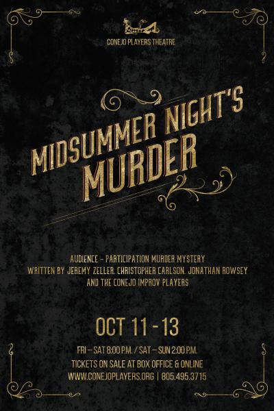 “Midsummer Night’s Murder” at Conejo Players Theatre October 11-13th