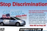 9/19 Stop Discrimination Car Rally!  Stop Prop 16!