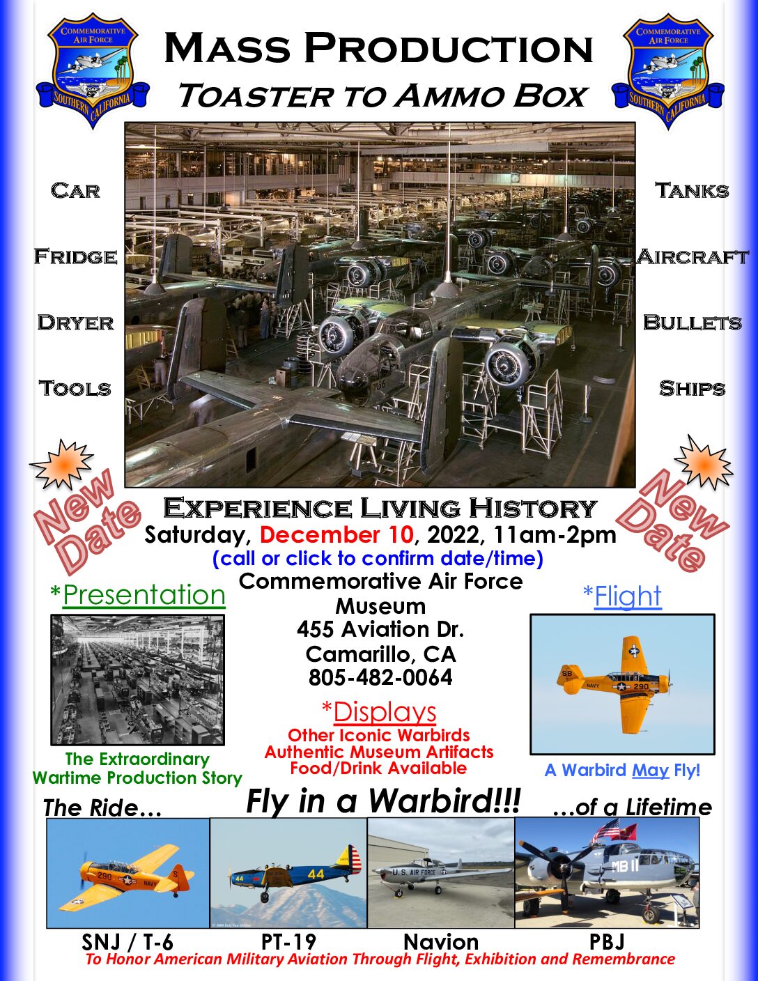 Press Release – Living History Presentation – Mass Production During WWII, December 10th, 2022